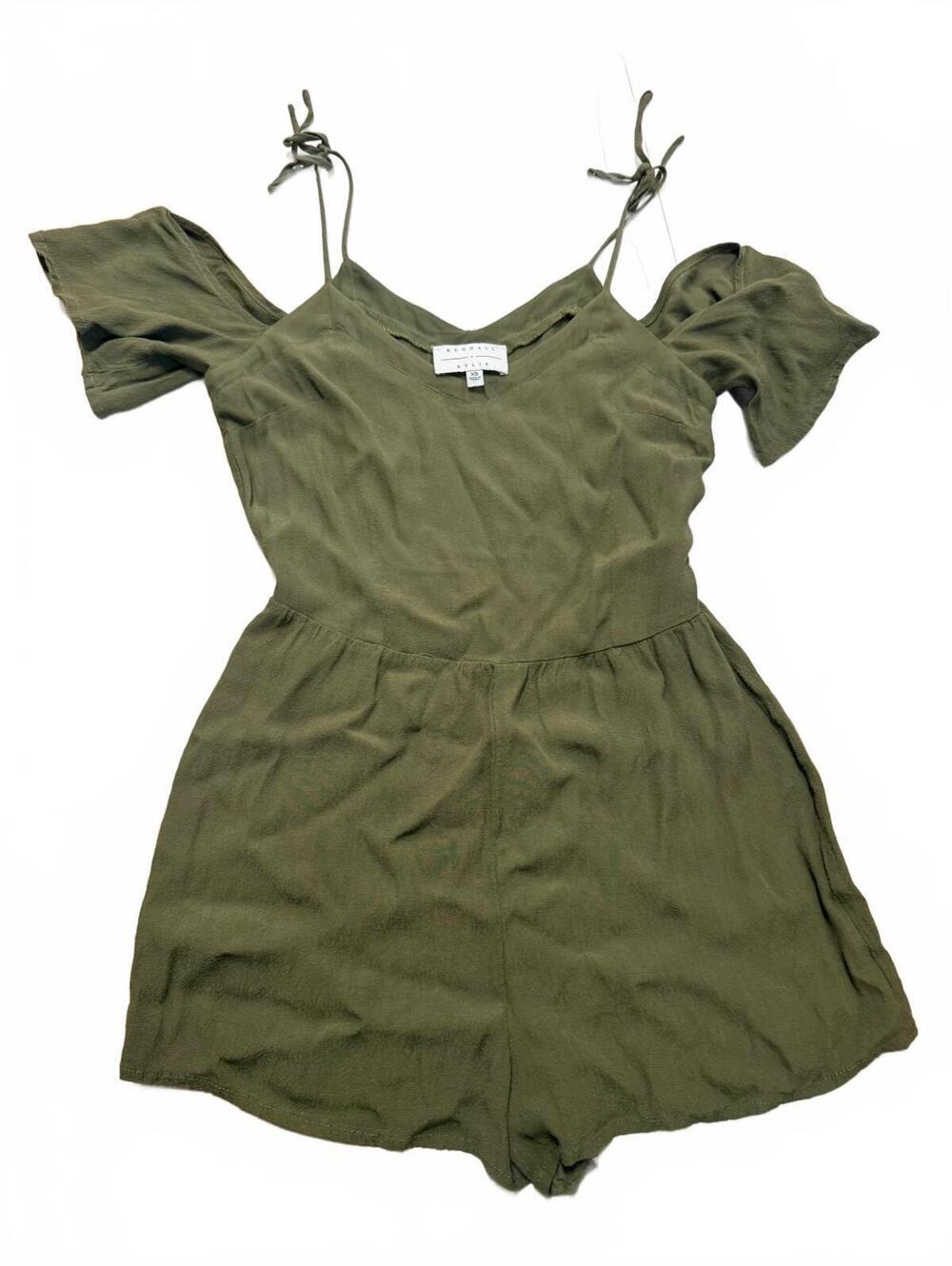 Kendall + Kylie Olive Green Cold Shoulder Romper XS